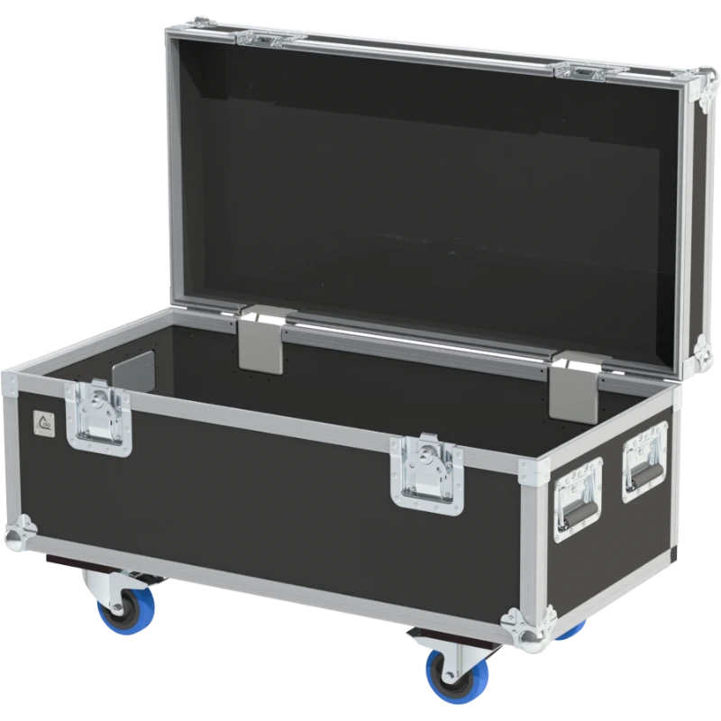 Empty interior of the 1000x500x400mm flight case trunk highlighting the high-quality 10mm birch plywood finish