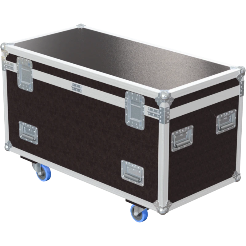 Rear view of the 1200mm standard trunk showing heavy-duty 10mm birch plywood construction and industrial hinges