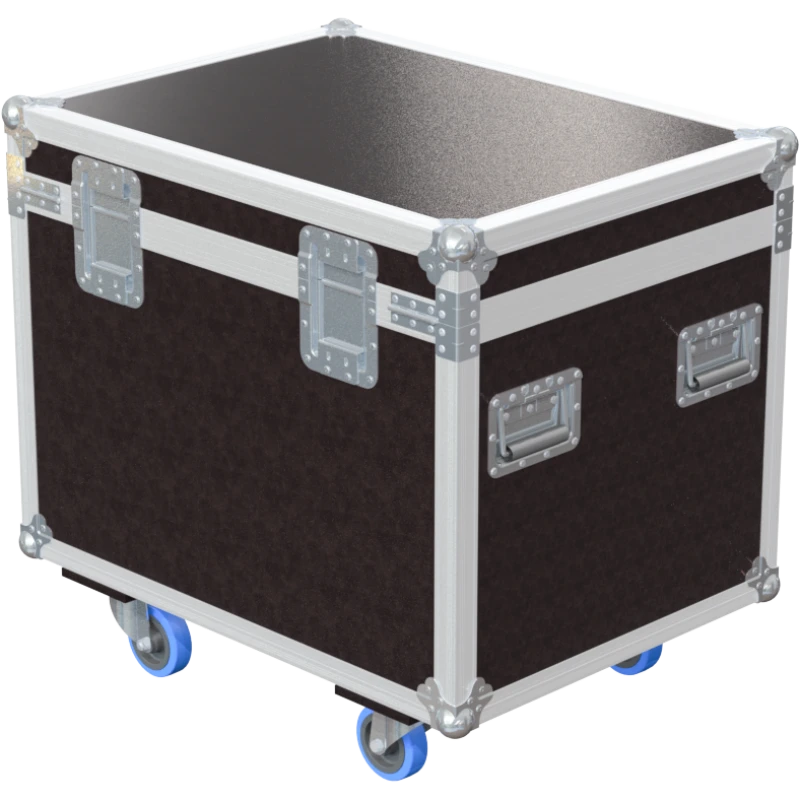 Rear view of the 800mm standard trunk showing heavy-duty 10mm birch plywood and reinforced industrial hinges
