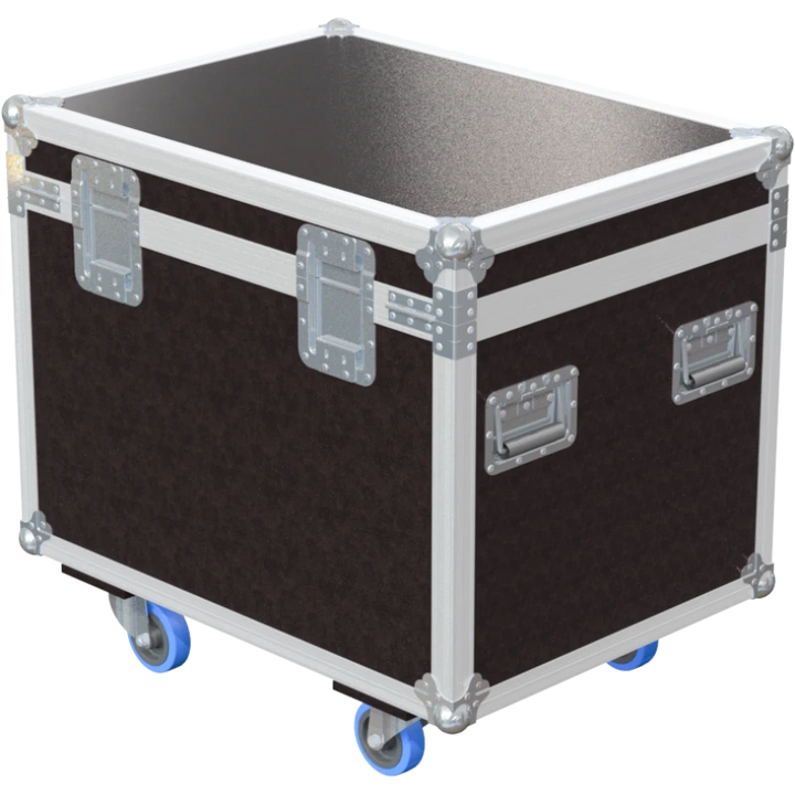 Rear view of the 800mm standard trunk showing heavy-duty 10mm birch plywood and reinforced industrial hinges