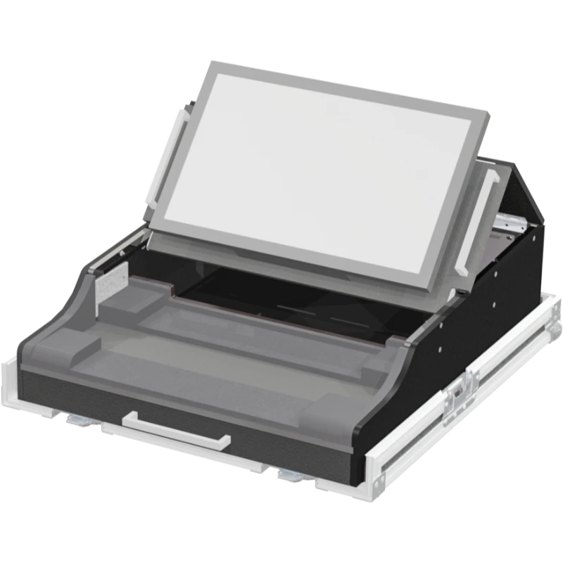 Front view of the custom flight case for the Barco EC-30