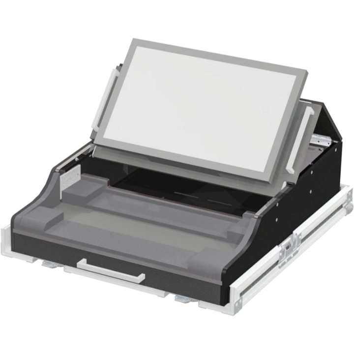 Front view of the custom flight case for the Barco EC-30
