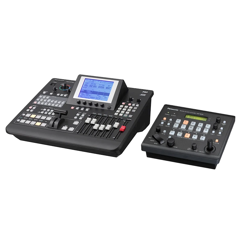 Standalone view of the Panasonic AG-HMX100 mixer and AW-RP50 controller units