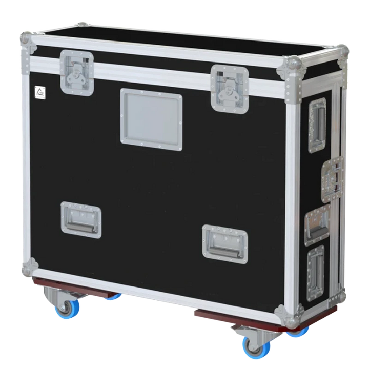 Front view of the custom flight case for the Roland V-160HD