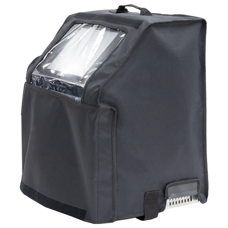Front left view of the ALP Bag for Printer Hitachi showing Velcro 50mm closure and carrying handle