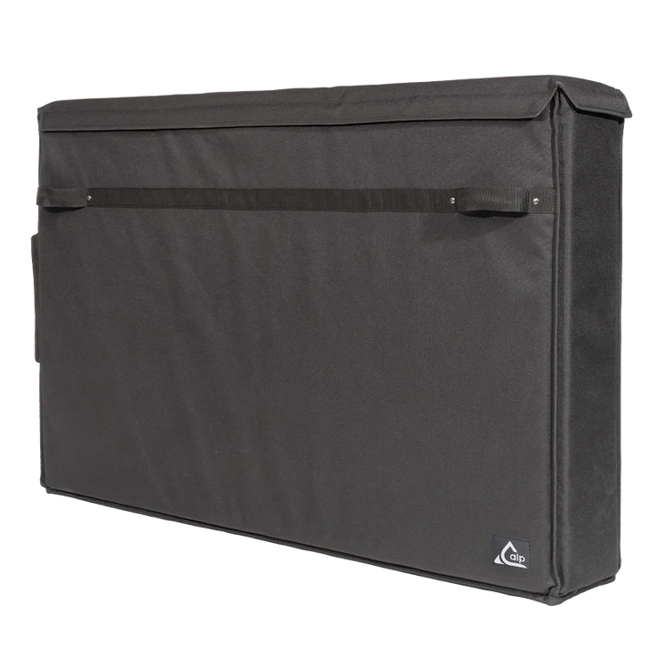 Front left perspective view of the 1500D Cordura transport bag, highlighting the 10mm heavy-duty zip