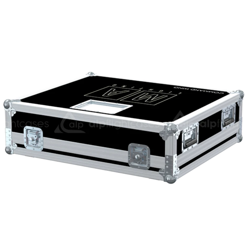 Front right view of the ALP Flight Case for MA Command Wing + Display with space for mouse and PVC finishing