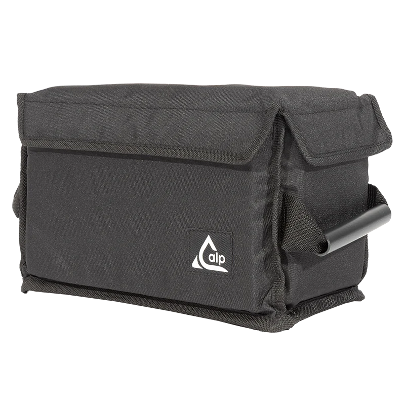 Front left view of the ALP Multibox 300 STD showing Velcro 50mm closure, tube handles and reinforced border