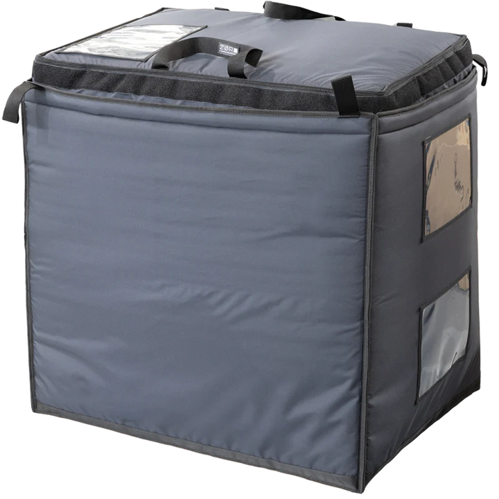 Side view of the ALP Cover for Pallet Refrigeration showing long insulated textile protection format