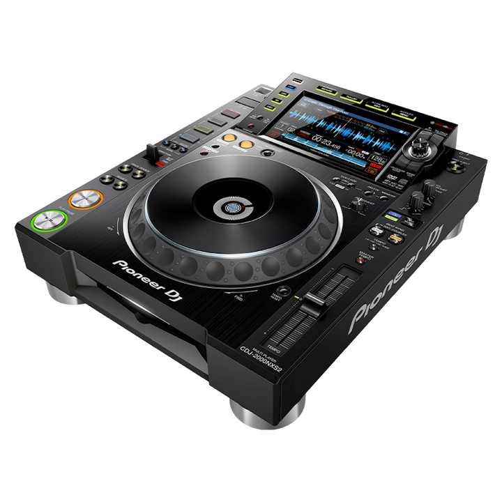 Standalone view showing a Pioneer CDJ 2000 NXS placed next to the protective bag for scale reference