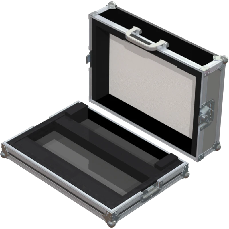 Open empty view of the ALP Flight Case for Roland V-160HD showing the internal foam layout and accessory space