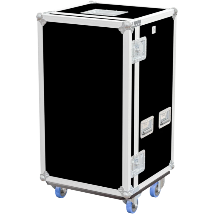 Front right view of the ALP Tool Case 21U with 8 Pro Drawers featuring reinforced touring hardware, butterfly catches and durable construction