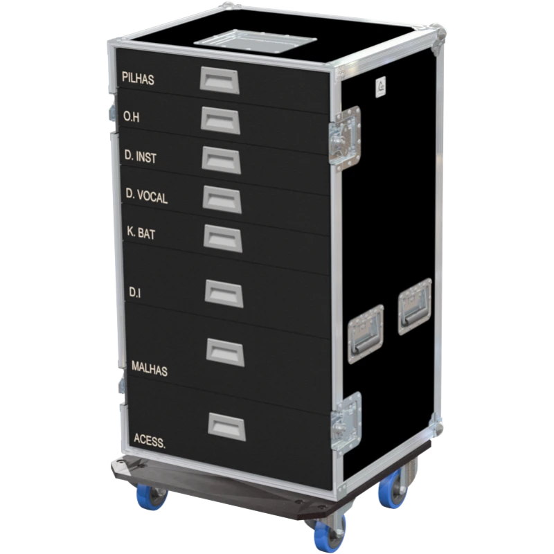 Open view of the ALP Tool Case 21U with all eight drawers extended for tool and equipment organization