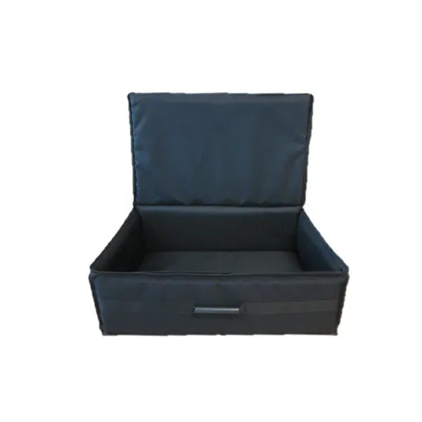 Open view of the bag with a touch screen terminal safely positioned inside