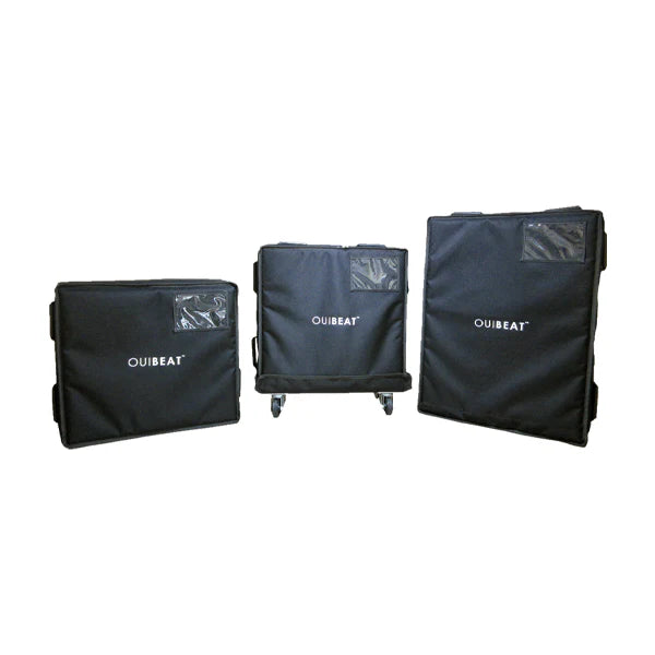 Front left view of the ALP Bag Kit for Yes Beat Selfie Kiosk showing the Cordura fabric and reinforced finishing border