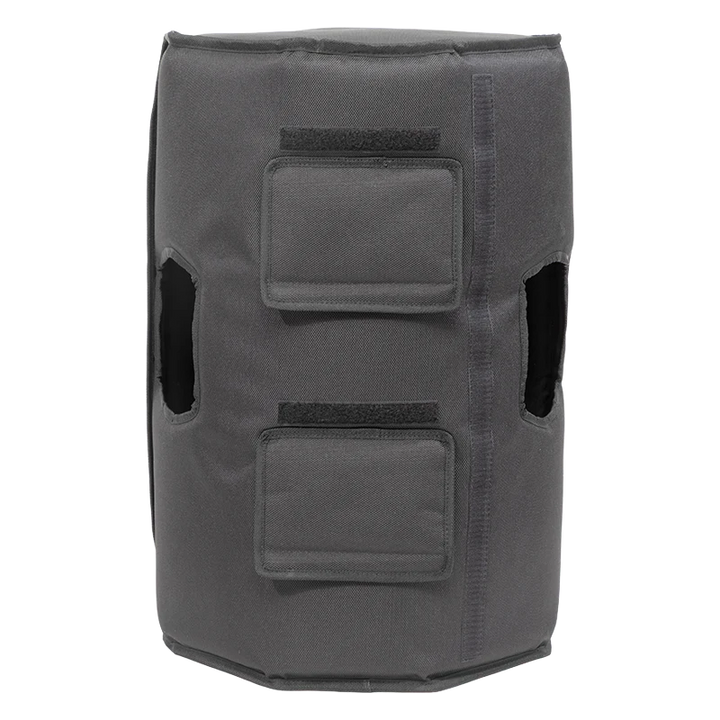 Professional speaker cover rear and side view, showcasing access hatches for handles and rear connectors on the ALP cover.