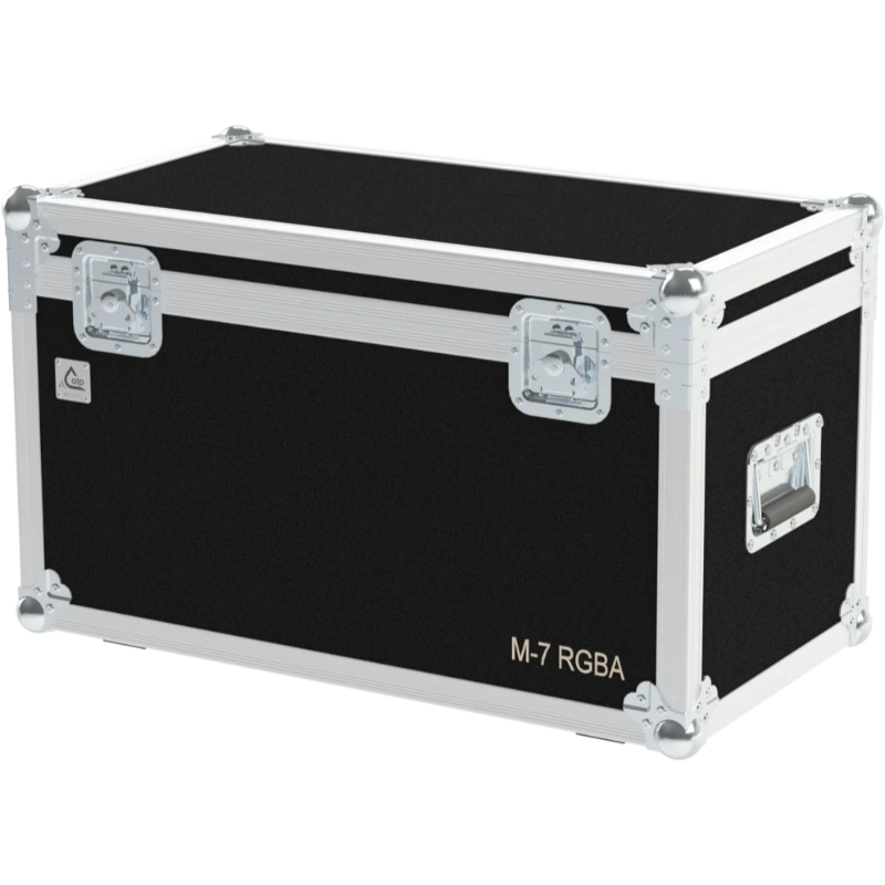 Professional flight case front view, featuring durable construction for 2x Antari M-7 RGBA by ALP Flight Cases.