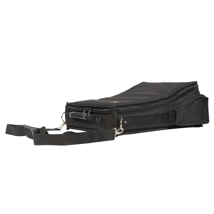 Front left perspective view of the heavy-duty transport bag for the Avolites D3-110