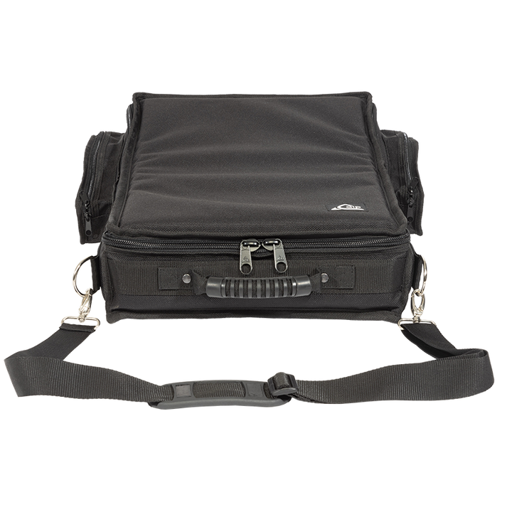 Front right perspective view of the ALP Bags professional protective bag for the Avolites D3-110