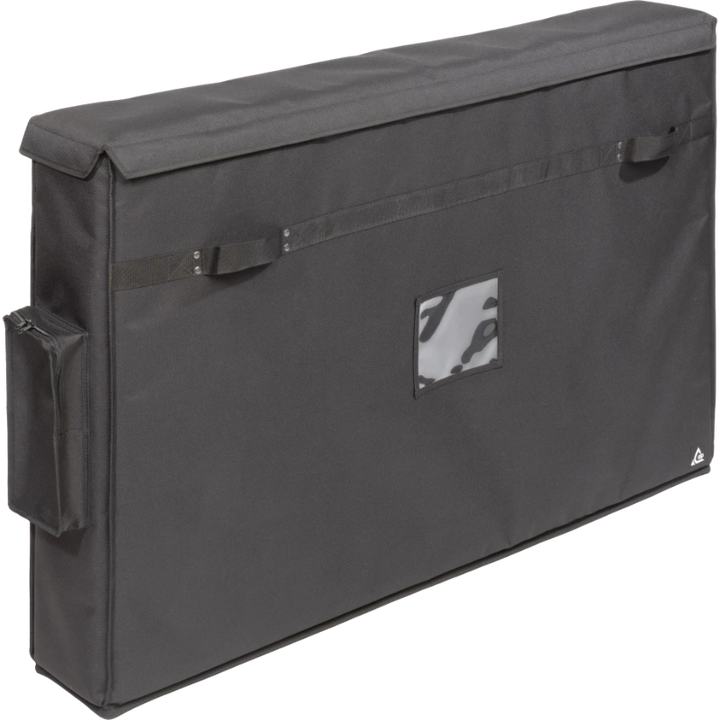 Professional custom fit bag front view, featuring durable 1500 Denier Cordura and exterior pockets for two 40-55 inch LCD screens by ALP Bags.