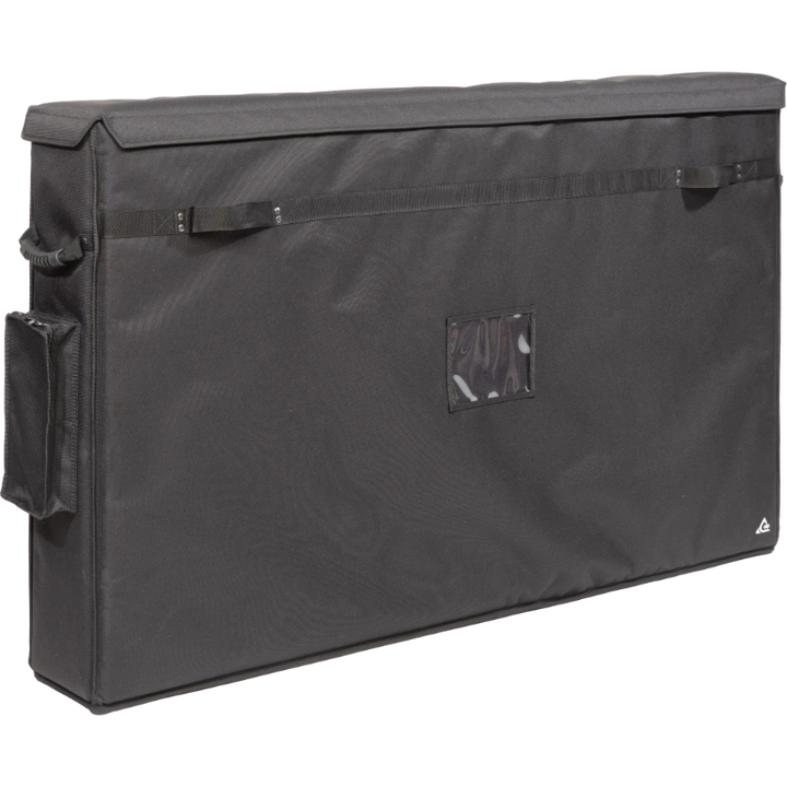 Professional custom fit bag front view, featuring durable 1500 Denier Cordura and an exterior pocket for two 50-60 inch LCD screens by ALP Bags.