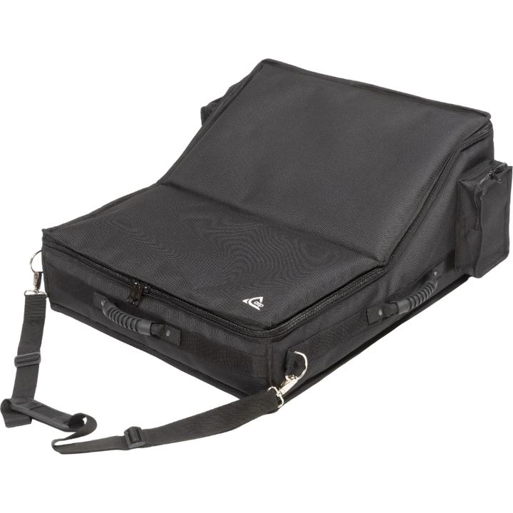 Professional equipment bag rear view, showcasing reinforced finishing borders, removable shoulder strap, and multiple handles by ALP.