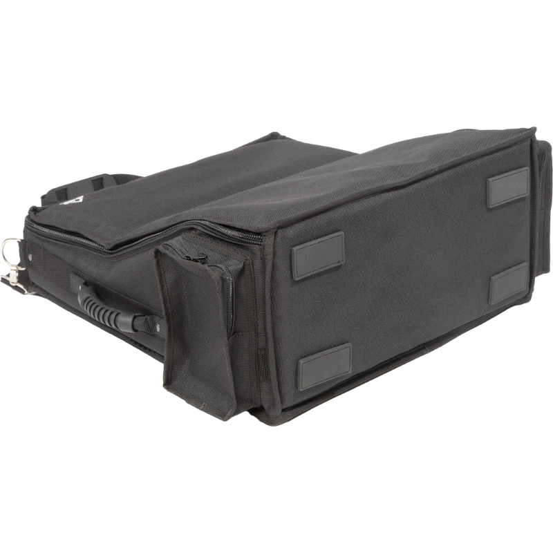 Professional equipment bag rear view, showcasing reinforced finishing borders, shoulder strap, and multiple handles by ALP.