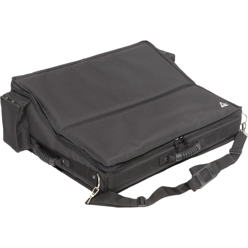 Professional custom fit bag front view, featuring durable 1500 Denier Cordura and exterior pockets for an Allen & Heath SQ 6 console by ALP Bags.