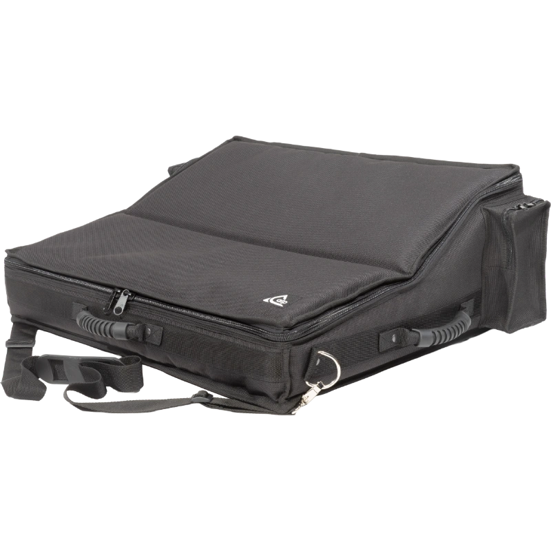 Professional custom fit bag front view, featuring durable 1500 Denier Cordura and exterior pockets for an Allen & Heath SQ 6 console by ALP Bags.