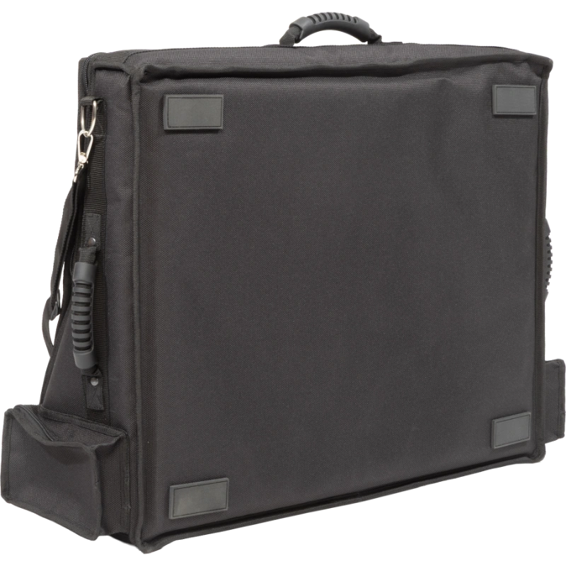 Professional equipment bag bottom view, showcasing reinforced finishing borders and multiple handles by ALP.