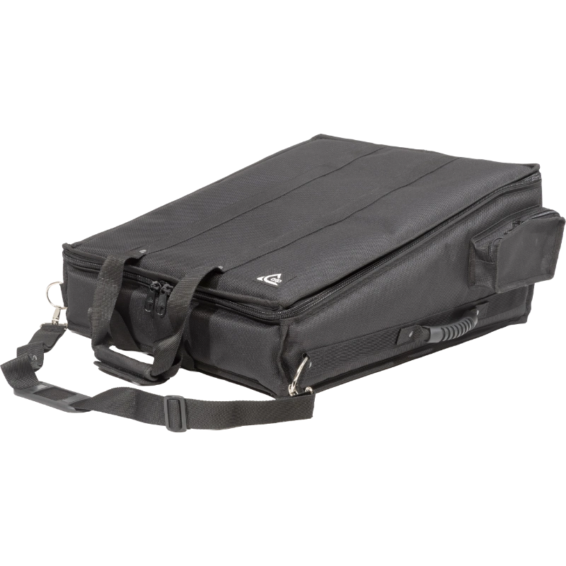 Professional custom fit bag front view, featuring durable 1500 Denier Cordura and exterior pockets for a Behringer WING Compact console by ALP Bags.