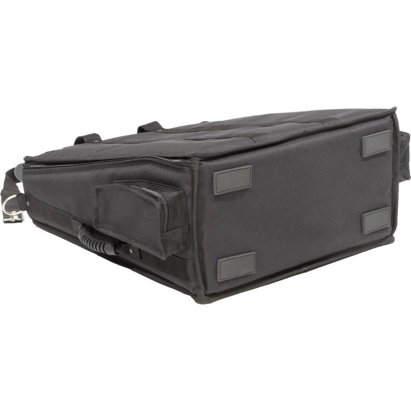 Professional equipment bag rear view, showcasing reinforced finishing borders, shoulder strap, and multiple handles by ALP