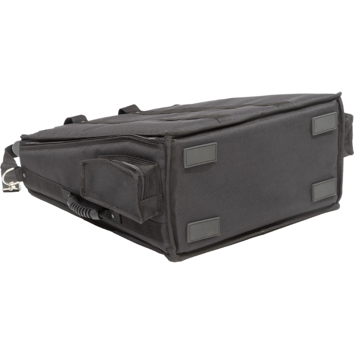 Professional equipment bag rear view, showcasing reinforced finishing borders, shoulder strap, and multiple handles by ALP