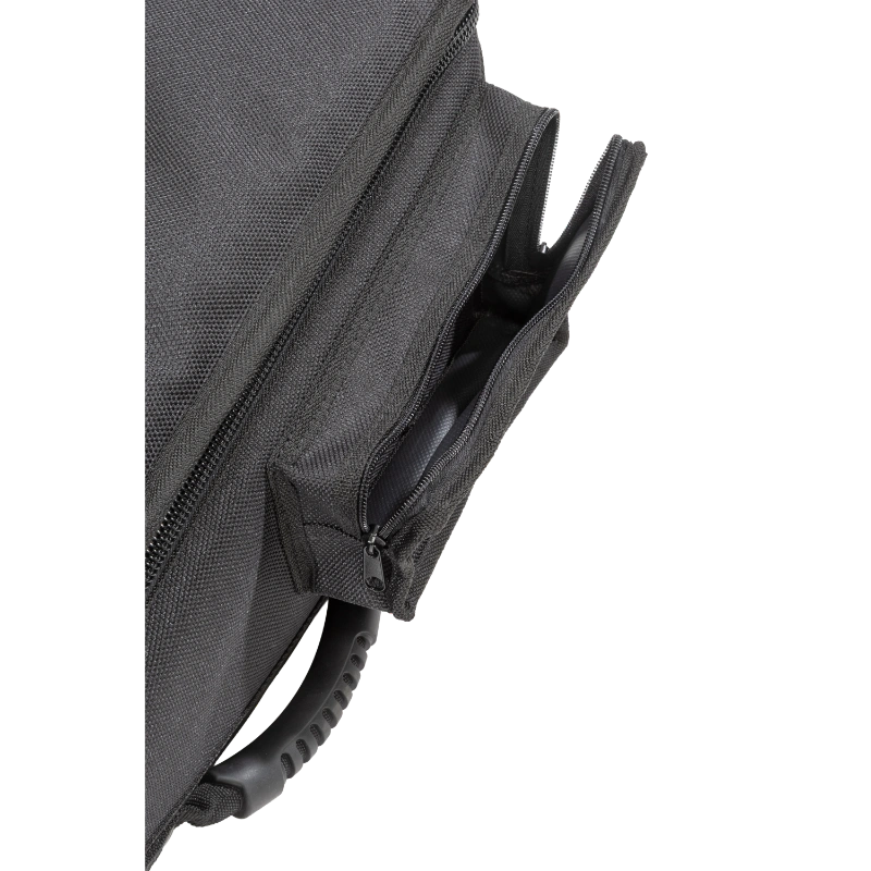 Detailed bottom exterior view of the bag, featuring the 8 reinforced rubber pads engineered to support heavy audio consoles.