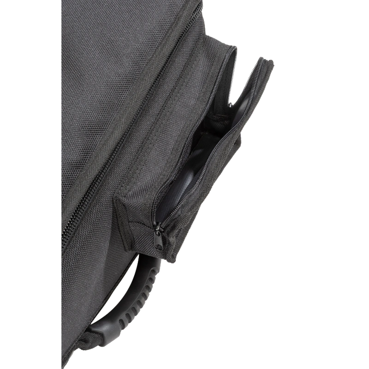 Detailed bottom exterior view of the bag, featuring the 8 reinforced rubber pads engineered to support heavy audio consoles.
