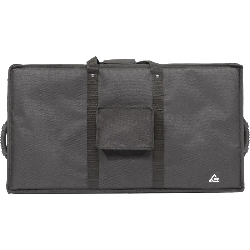 Professional custom fit cover front view, featuring durable 1500 Denier Cordura and an exterior pocket for a MA Lighting grandMA3 compact XT by ALP Covers