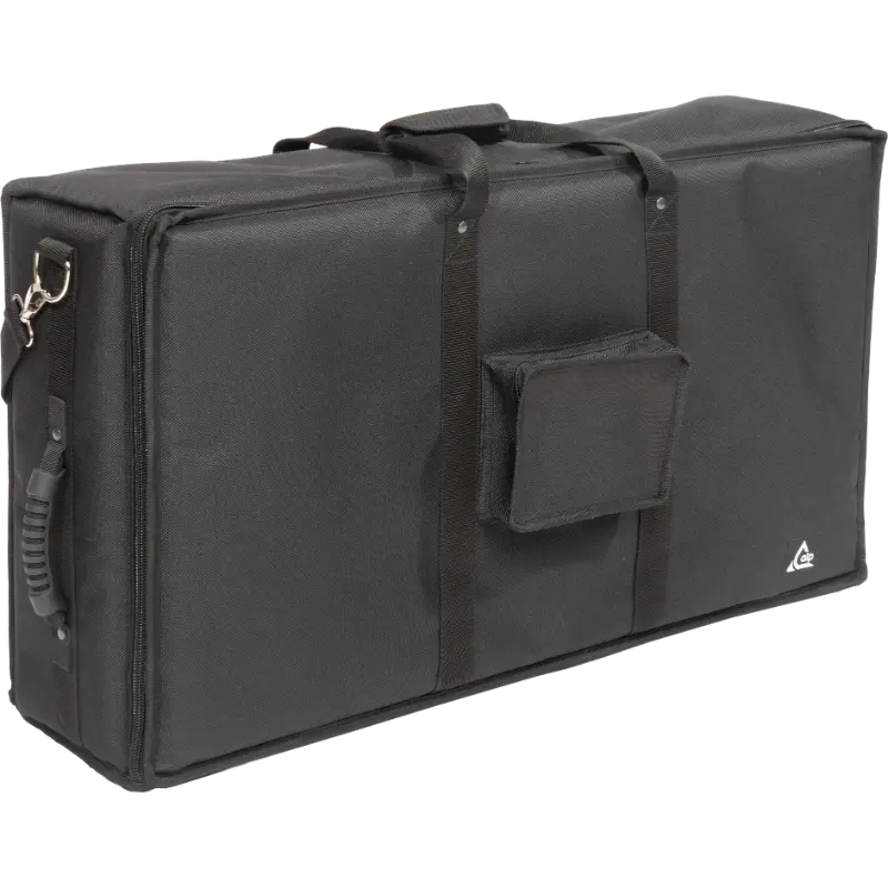 Professional custom fit cover front view, featuring durable 1500 Denier Cordura and an exterior pocket for a MA Lighting grandMA3 compact XT by ALP Covers