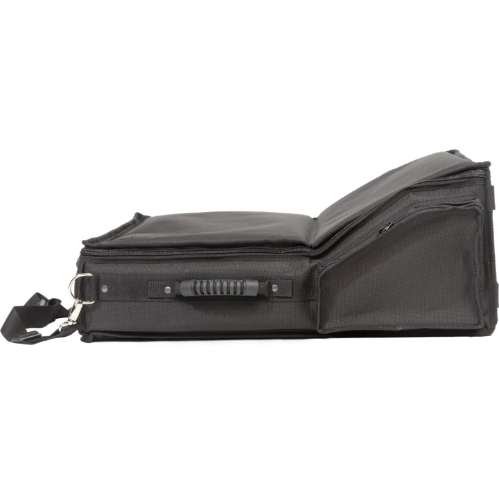 Professional equipment bag rear view, showcasing reinforced finishing borders, removable backpack straps, and multiple handles by ALP.