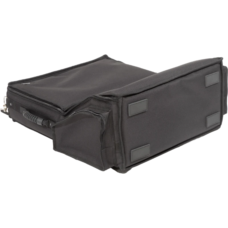 Professional equipment bag rear view, showcasing reinforced finishing borders, removable backpack straps, and multiple handles by ALP.
