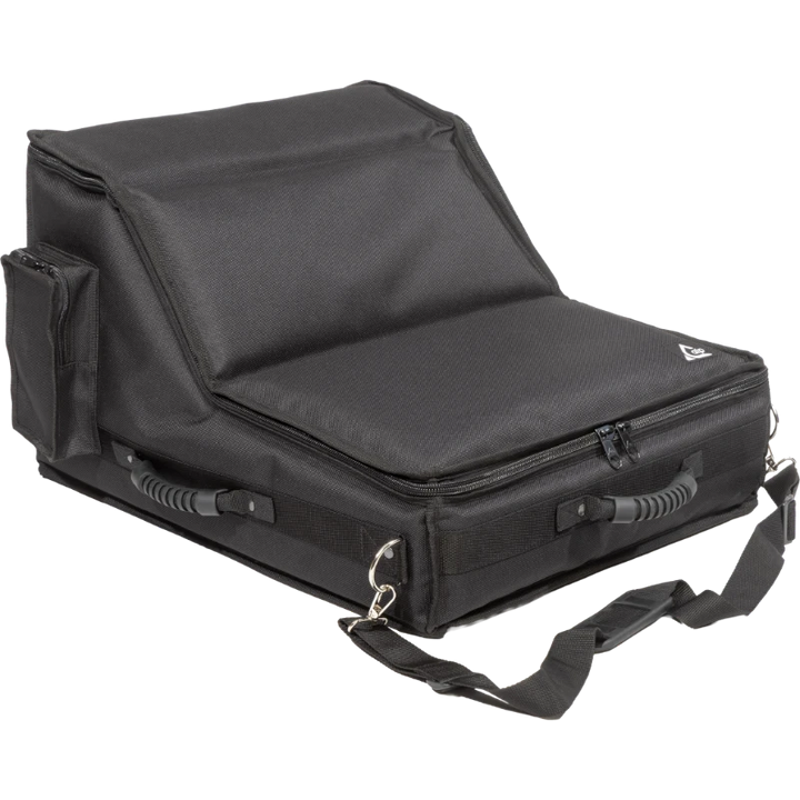 Professional custom fit bag front view, featuring durable 1500 Denier Cordura and exterior pockets for a Yamaha DM7 Compact by ALP