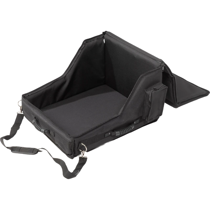 Interior view of the professional cover, highlighting the rigid Platex structure and secure fit for the digital mixing console