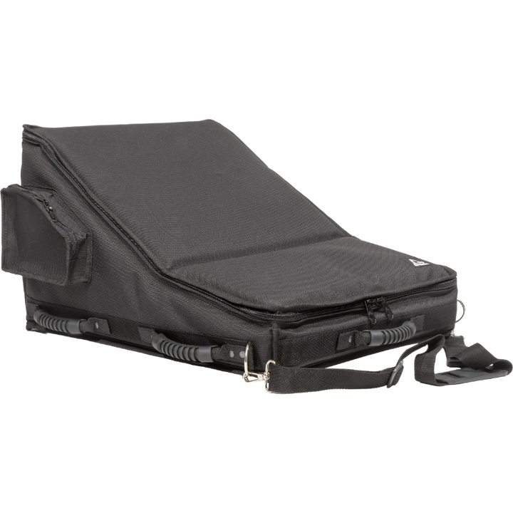 Professional custom fit bag front view, featuring durable 1500 Denier Cordura and exterior pockets for a DiGiCo Quantum 112 console by ALP Bags