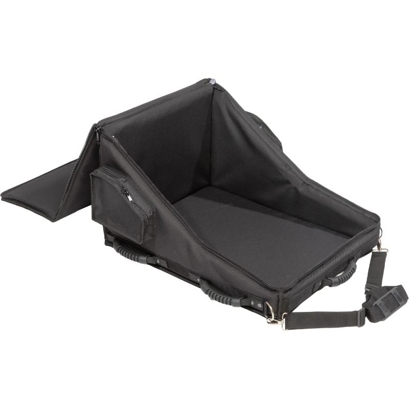 Interior view of the professional bag, highlighting the rigid Platex structure and secure fit for the premium digital mixing console