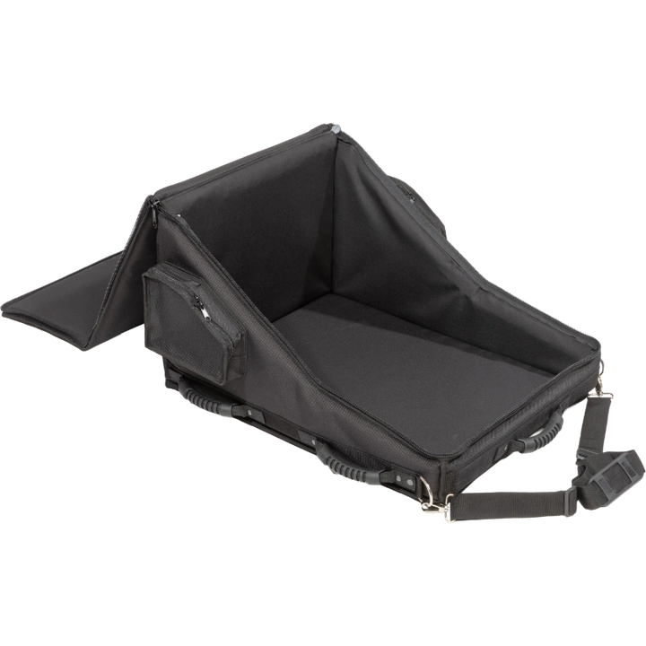 Interior view of the professional bag, highlighting the rigid Platex structure and secure fit for the premium digital mixing console