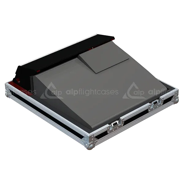 BEHRINGER X32 COMPACT + DOG HOUSE - WHEELS LATERAL SIDE VIEW FLIGHT CASE