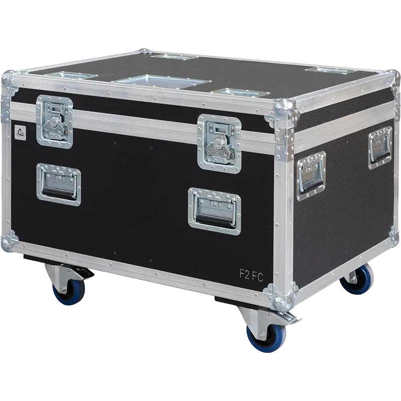 Professional flight case front view, featuring durable construction and high-quality hardware for 4x Cameo F2 FC by ALP Flight Cases.