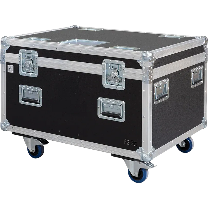 Professional flight case front view, featuring durable construction and high-quality hardware for 4x Cameo F2 FC by ALP Flight Cases.