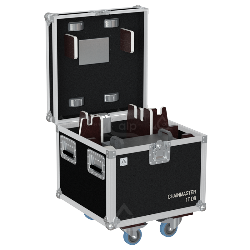 Empty interior view of the professional flight case, highlighting the precision-engineered compartment for motor housing and cabling.