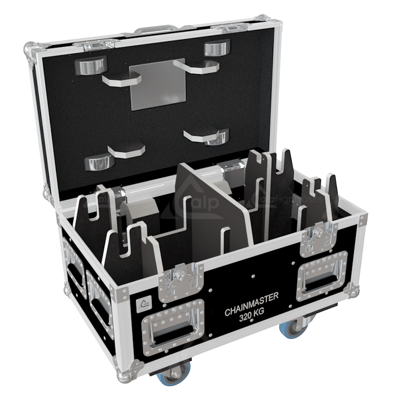 Empty interior view of the professional flight case, highlighting the precision-engineered compartment for motor housing and cabling.