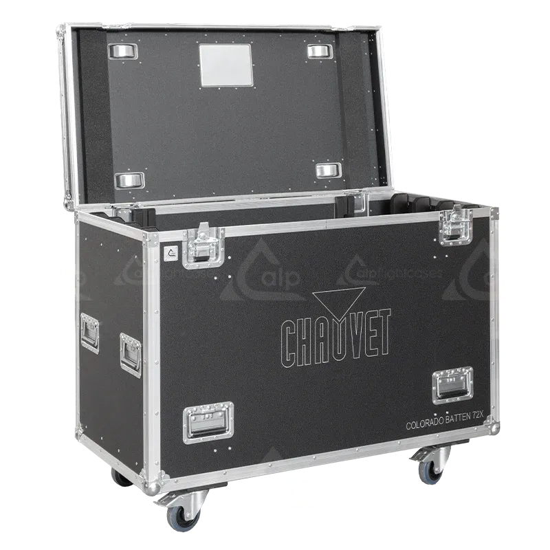 Empty interior view of the professional flight case, highlighting the precision-engineered compartment for LED bar housing.